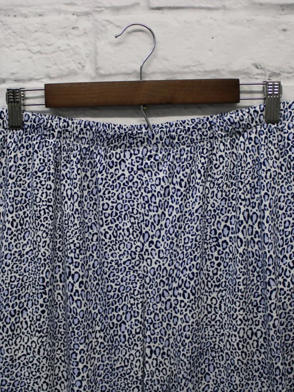 Joyspun Large Blue Black Leopard Print Shortsleeve Button Pajama Loungewear Set